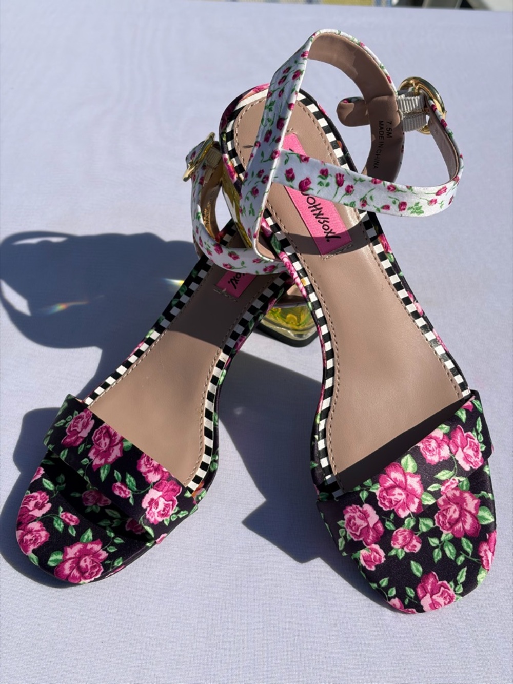Betsey Johnson Livvie Floating Flower Reain Heel Size 7.5 Retro Pop Statement - Picture 4 of 10